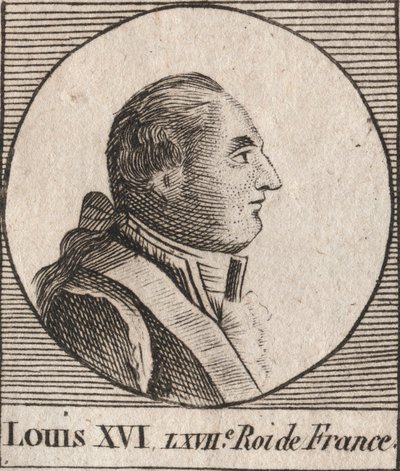 Ritratto di Luigi XVI (1754-1793), re di Francia dal 1774 al 1791, poi re dei Francesi dal 1791 al 1792 - Luigi XVI re di Francia e Navarra dal 1774 al 1791, poi re dei Francesi dal 1791 al 1792 - incisione da 