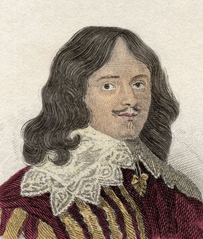 Ritratto di Lucius Cary (circa 1610-1643), 2° Visconte Falkland, politico, militare e scrittore inglese. Incisione del XIX secolo da Unknown artist
