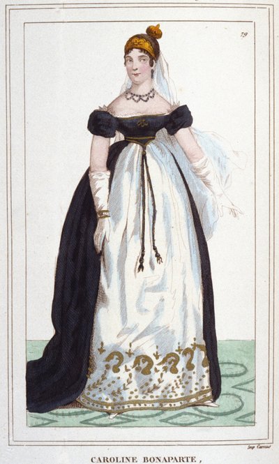 Ritratto di Maria-Annonciade conosciuta come Carolina Bonaparte (1782-1839), Principessa Murat, Regina di Napoli. Incisione del 1830 da Unknown artist