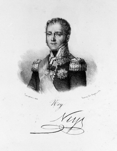 Ritratto di Michel Ney, Duca di Elchingen, Principe della Moscova (1769 - 1815), Maresciallo di Francia. Incisione del XIX secolo. da Unknown artist