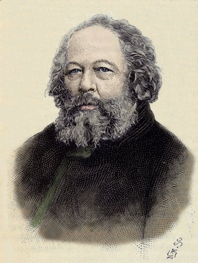 Ritratto di Mikhail Aleksandrovich Bakunin (1814-1876), anarchico russo da Unknown artist