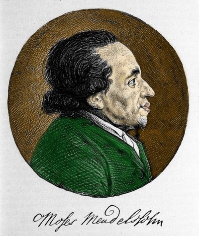 Ritratto di Moses Mendelssohn (1729-1786), filosofo e vero fondatore del giudaismo moderno. Nonno del musicista Felix Mendelssohn da Unknown artist