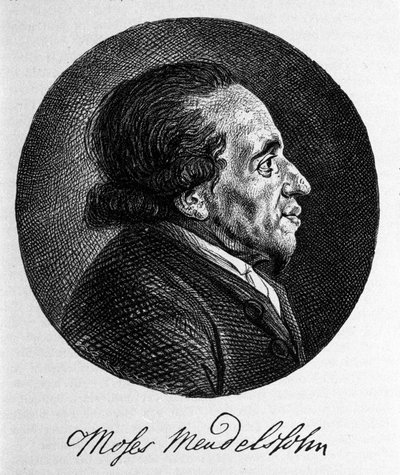 Ritratto di Moses Mendelssohn, filosofo e vero fondatore del giudaismo moderno. Nonno del musicista Felix Mendelssohn da Unknown artist
