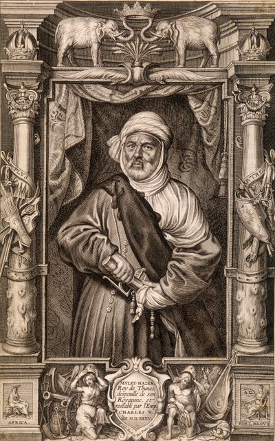 Ritratto di Muley Hazen (re moresco), Re di Tunisi spogliato del suo regno e restaurato dall
