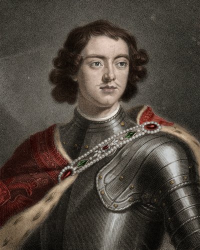 Ritratto di Pietro I il Grande (1672-1725) zar di Russia - Pietro il Grande o Pietro I (1672-1725) (incisione del XIX secolo) da Unknown artist