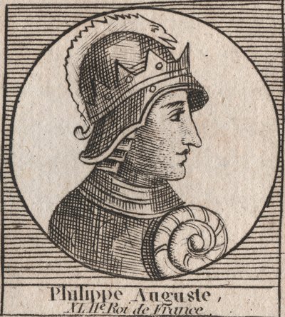 Ritratto di Filippo II detto Filippo Augusto (1165-1223) - incisione da "Instruction sur l