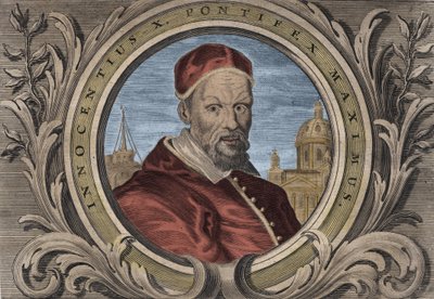 Ritratto di Papa Innocenzo X (Giovanni Battista Pamphili) (1644-1655). incisione da Unknown artist