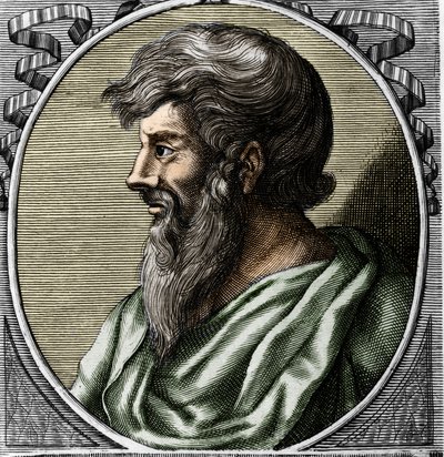 Ritratto di Pitagora (ca. 570 - ca. 480 a.C.), matematico e filosofo greco. Incisione del XVIII secolo da Unknown artist