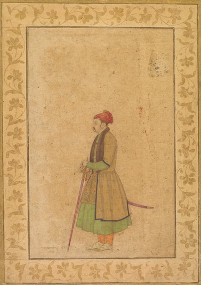 Ritratto di Raja Ram Singh di Amber (r. 1667-1688) con una spada Deccan (recto) da Unknown artist