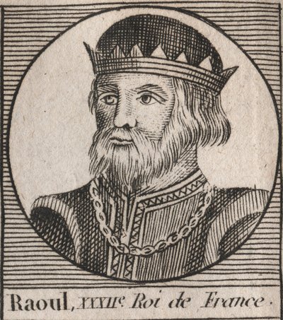 Ritratto di Rodolfo di Francia (o Rodolfo, c. 890-936) Re dei Franchi - Rodolfo di Borgogna, Re di Francia (923-936) - incisione da 
