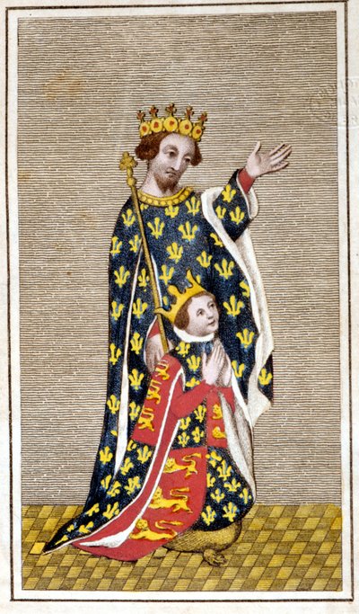 Ritratto di Riccardo III (1452 - 1485) bambino e suo padre Riccardo di York. Incisione della fine del XVIII secolo. Biblioteca di Brera, Milano. da Unknown artist