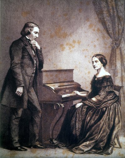Ritratto di Robert Schumann (1810 - 1856), compositore tedesco, e Clara Schumann (1819 - 1896), pianista tedesca. da Unknown artist