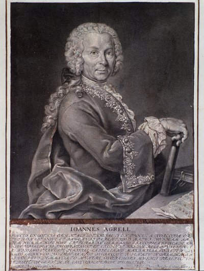 Ritratto del compositore e violinista svedese Johan Joachim Agrell (Incisione) da Unknown artist
