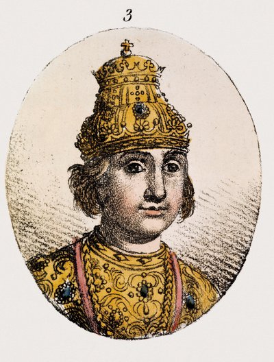 Ritratto di Teodoro Fëdor II Borisovič Godunov (incisione colorata) da Unknown artist