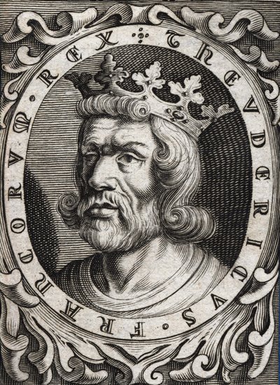 Ritratto di Thierry I (? - 533), re di Austrasia. Incisione del XVIII secolo da Unknown artist