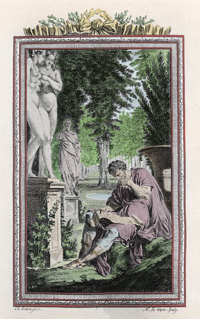 Ritratto di Tito Lucrezio Caro, filosofo e poeta romano in “De Rerum Natura”, Incisione XVIII secolo da Unknown artist