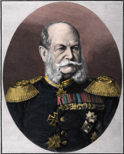 Ritratto di Guglielmo I (1797-1888), Re di Prussia e Imperatore di Germania. Incisione della fine del XIX secolo da Unknown artist