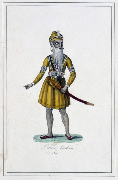 Ritratto di un principe indiano in abito tradizionale - in "I popoli della terra" di Abate Paul Jonhanneaud, Libreria dei Buoni Libri da Unknown artist