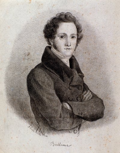 Ritratto del compositore italiano Vincenzo Bellini (incisione, XIX secolo) da Unknown artist