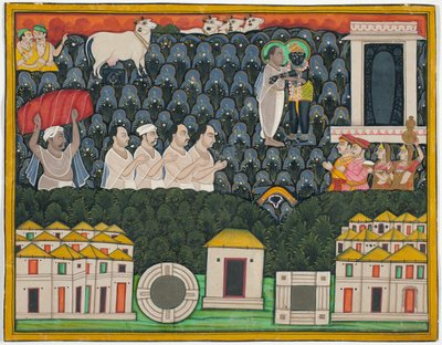 Pratham Milan, Shrinathji che si rivela a Vallabhacharya sul Monte Govardhan da Unknown artist