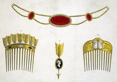 Pettini e spille preziosi, circa 1810 da Unknown artist