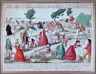 Preparazione al Campo di Marte per la festa del 14 luglio - incisione da Unknown artist