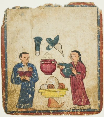 Presentazione delle offerte, da un set di carte iniziatiche (Tsakali) da Unknown artist