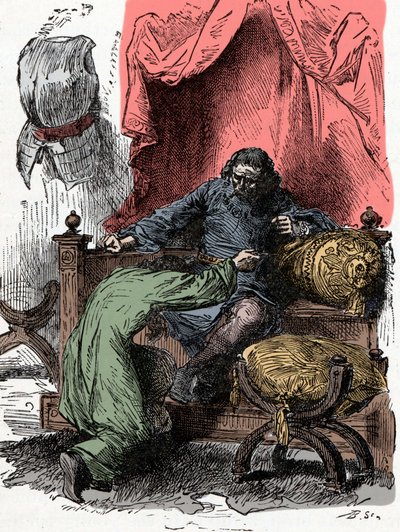 Il principe Enrico offre la sua vita quando suo padre dubita della sua lealtà restituendo la corona - Principe Enrico (noto anche come Bolingbroke, Enrico IV d