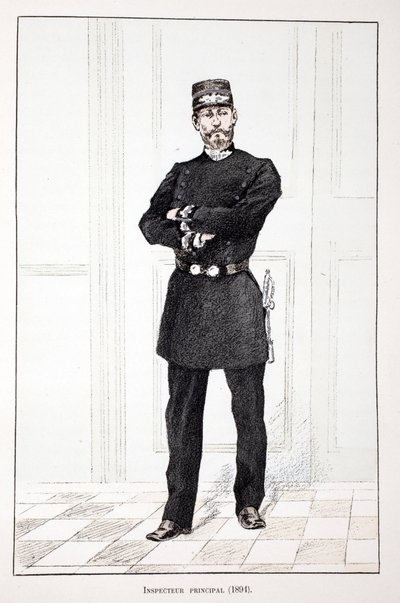Ispettore principale (1894). Acquaforte a colori, per illustrazione 