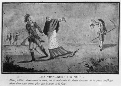 Privilegi: Viaggiatori notturni, un abate e un nobile in fuga di notte - 1790, Museo Carnavalet da Unknown artist