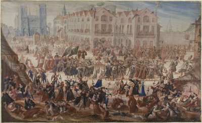 Processione per Jacques Clément davanti a Notre-Dame da Unknown artist