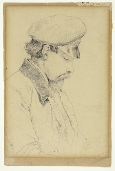 Ritratto di profilo di un uomo con berretto da Unknown artist