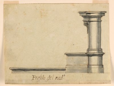 Progetto: Vista laterale dello sgabello da preghiera da Unknown artist
