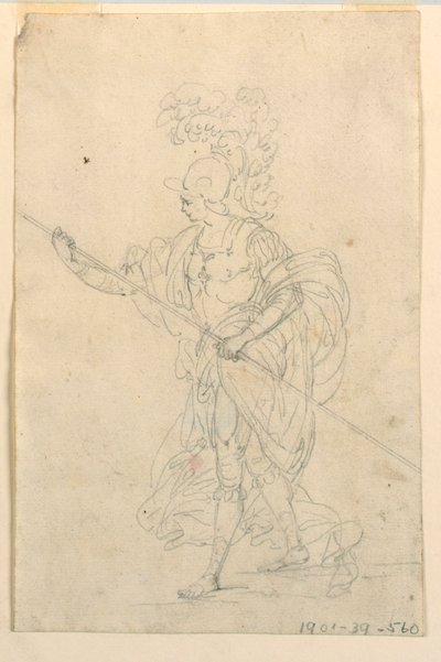 Progetto per un costume teatrale di un guerriero classico da Unknown artist