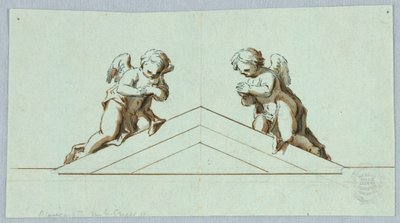 Progetto per un altare con angeli e frontone da Unknown artist