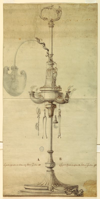 Progetto per una Lampada a Olio con Suggerimenti Alternativi da Unknown artist