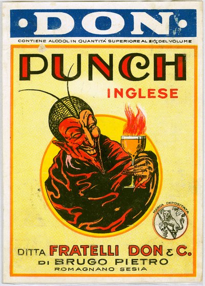 Pubblicità di alcolici Punch inglese con un diavolo (cromolitografia) da Unknown artist