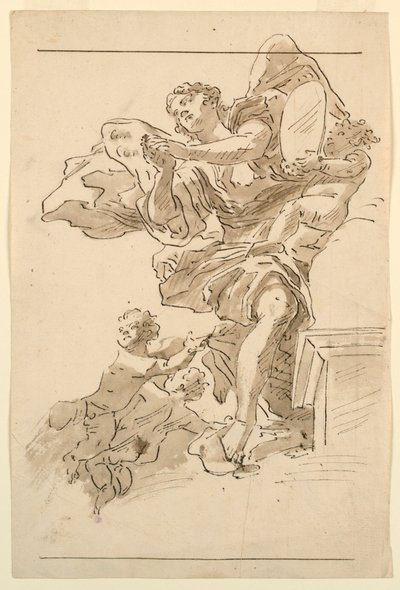 Putti e figura alata da Unknown artist