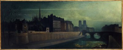 Quai des Orfèvres, Pont Saint-Michel, Notre-Dame, circa 1860; effetto notte, attuale 1° e 4° arrondissement, tra il 1855 e il 1865 da Unknown artist