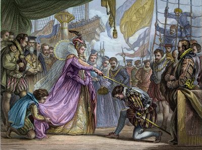 La regina Elisabetta I nomina cavaliere Francis Drake da Unknown artist