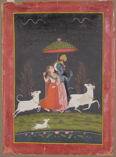 Radha e Krishna sotto la pioggia da Unknown artist