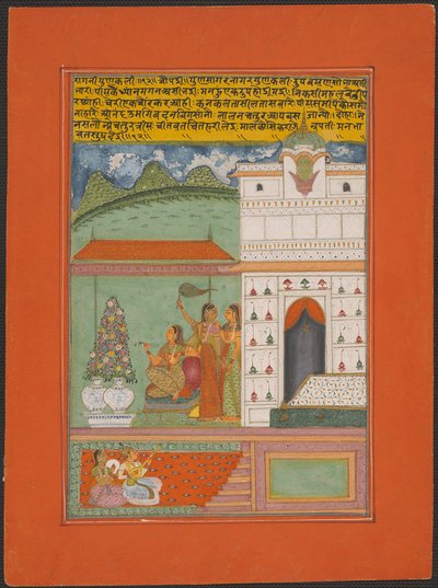 Ragini Gunakali, pagina di un set di ragamala di Jaipur da Unknown artist