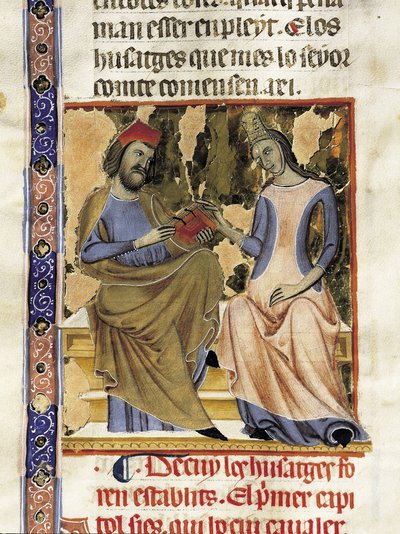 Raimondo Berengario I di Barcellona (1023-1076) e sua moglie Almodis (Adalmode) della Marche (miniatura) da Unknown artist