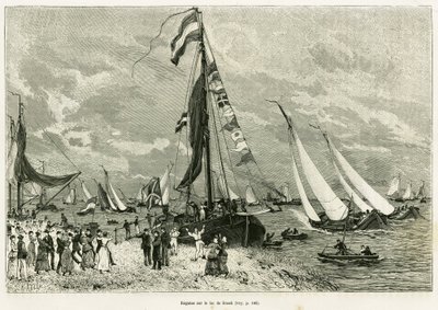 Regate sul lago Sneek (Paesi Bassi). Incisione per illustrare la storia La Frise, basata su un rapporto di un giornale olandese, in le tour du monde 1886, diretta da Edouard Charton (1807-1890), Hachette, Parigi. da Unknown artist