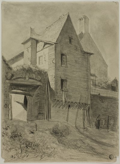 Resto di vecchio castello incorporato in fattoria da Unknown artist