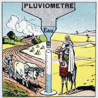 Rappresentazione di una pioggia e degli effetti della pioggia su diverse regioni e la sua influenza sull