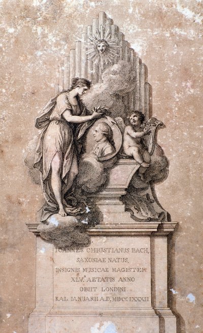 Rappresentazione del compositore tedesco Johann Christian Bach. Incisione. 18° secolo da Unknown artist