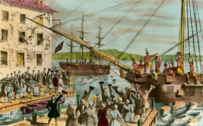 Rappresentazione del Boston Tea Party durante la Guerra d