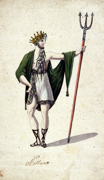 Rappresentazione del dio romano Nettuno che tiene un tridente da Unknown artist