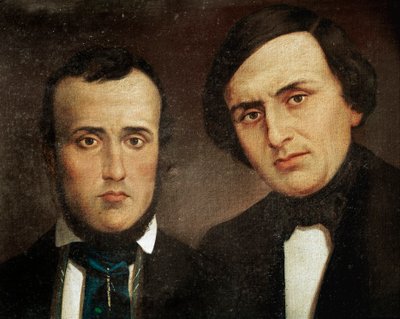 Risorgimento: ritratto dei fratelli Attilio Bandiera (1810-1844) ed Emilio Bandiera (1819-1844). Dipinto anonimo. XIX secolo Roma, Istituto Storia Risorgimento da Unknown artist